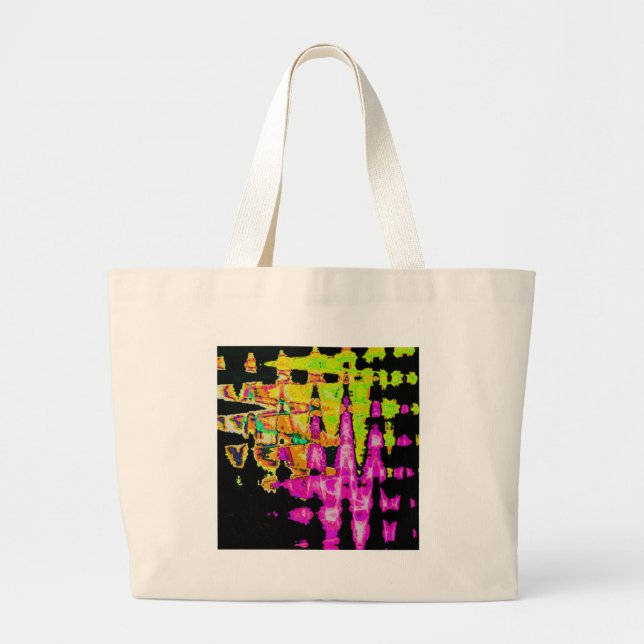 Grand Tote Bag Oeuvre d'aquarelle unique : violet, noir et chaux (Devant)
