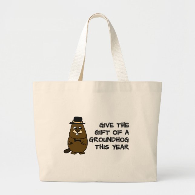 Grand Tote Bag Offrez le cadeau d'une Groundhog cette année (Devant)