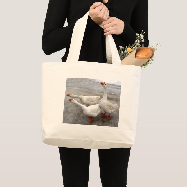 Grand Tote Bag Oie blanche (Devant (produit))