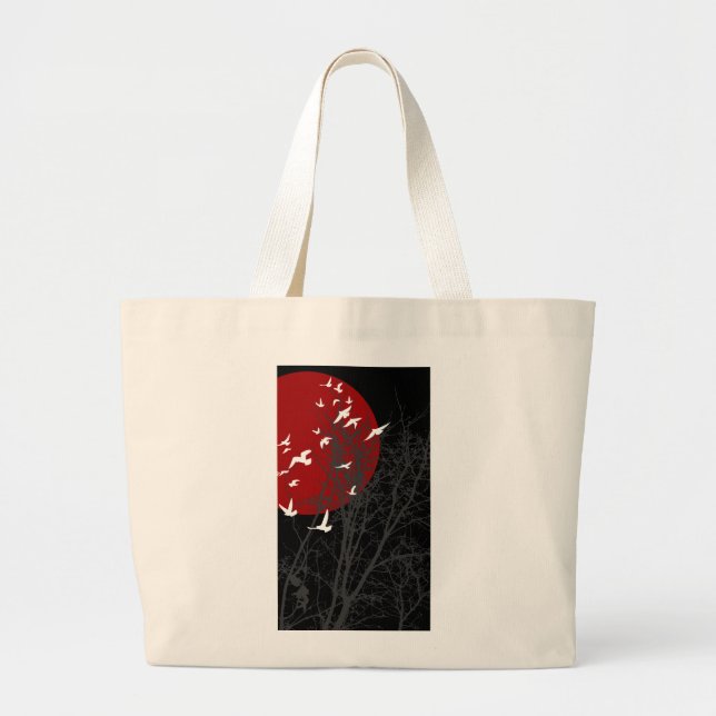 Grand Tote Bag oiseau à silhouette (Devant)