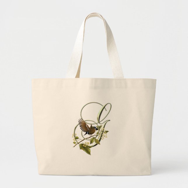 Grand Tote Bag Oiseau chanteur G initial (Devant)