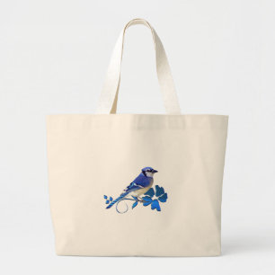 Grand Tote Bag Oiseau de geai bleu