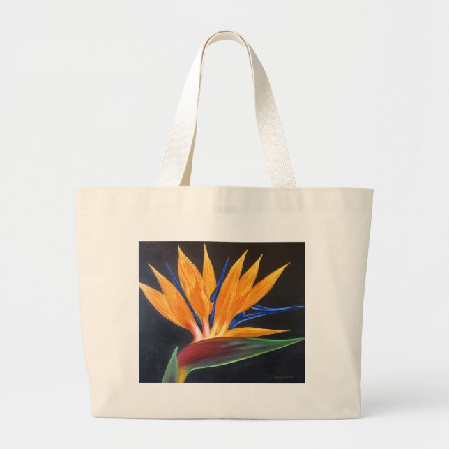 Grand Tote Bag Oiseau de la peinture tropicale de fleur de (Devant)