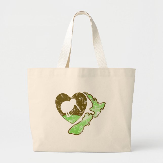 Grand Tote Bag Oiseau NOUVELLE ZÉLANDE de kiwi avec un coeur (Devant)