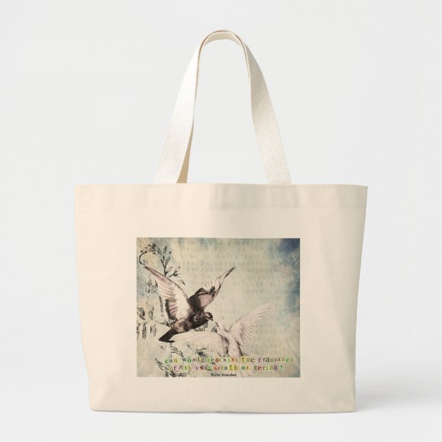 Grand Tote Bag Oiseaux de printemps (Devant)