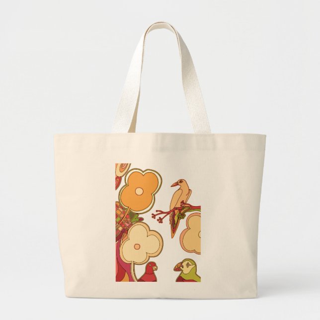 Grand Tote Bag Oiseaux lunaires (Devant)