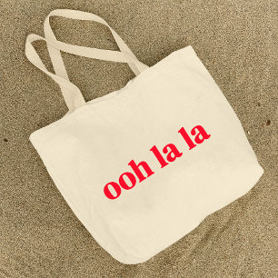 Grand Tote Bag Ooh La Red Retro Citation typographique