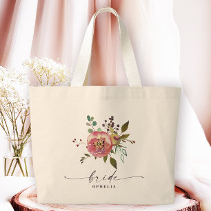 Grand Tote Bag Ophelia Cottagecore Dusty Rose Floral Bride