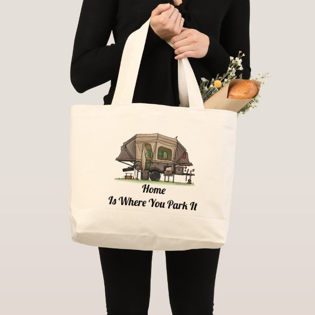Grand Tote Bag Opus 4 Pop Up Camper RV heureux camper (Devant (produit))