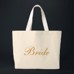 Grand Tote Bag Or de jeune mariée<br><div class="desc">Ce sac fourre-tout vintage mignon personnalisé à monogramme nommé est la meilleure idée de cadeau pour la jeune mariée et les demoiselles d'honneur aux mariages.</div>