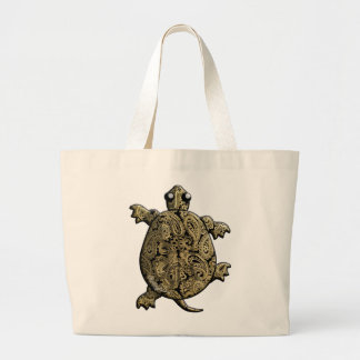 Grand Tote Bag Or Paisley noir ClimbingTurtle