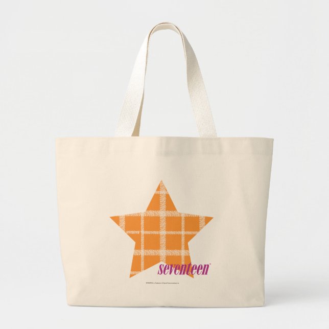 Grand Tote Bag Orange 2 de plaid (Devant)