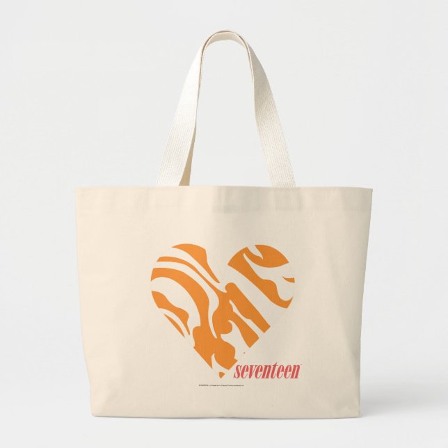 Grand Tote Bag Orange 2 de zèbre (Devant)