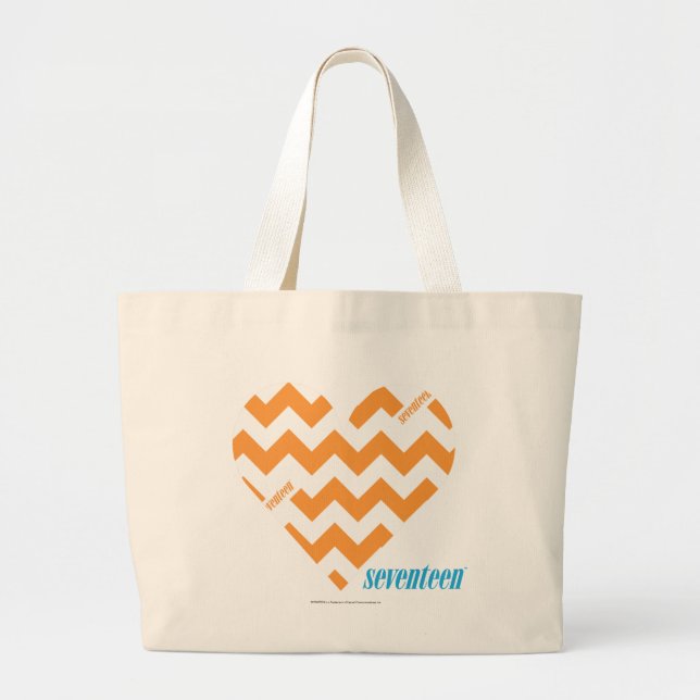 Grand Tote Bag Orange 2 de zigzag (Devant)