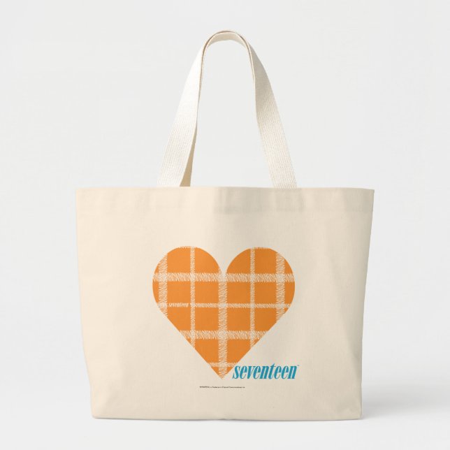 Grand Tote Bag Orange 4 de plaid (Devant)