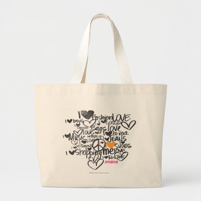 Grand Tote Bag Orange de graffiti (Devant)
