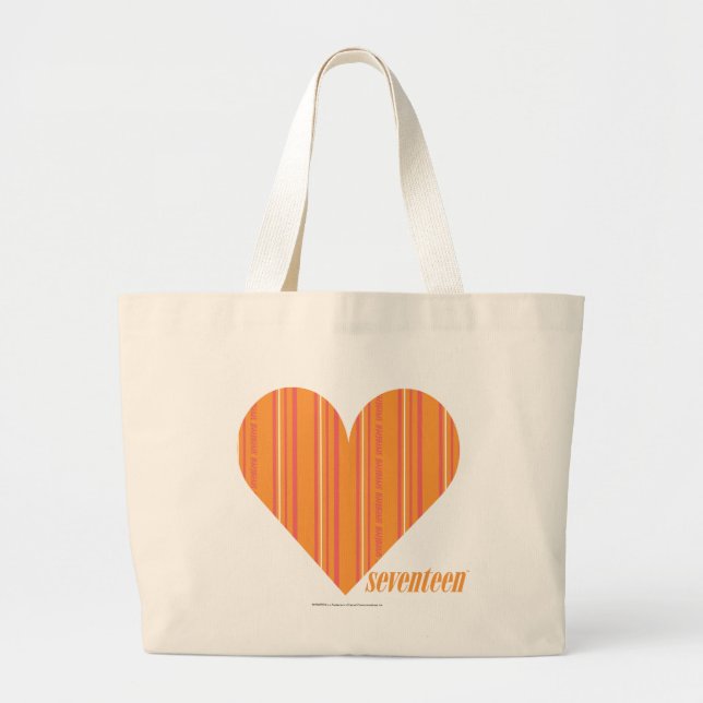 Grand Tote Bag Orange mince 3 de rayures (Devant)