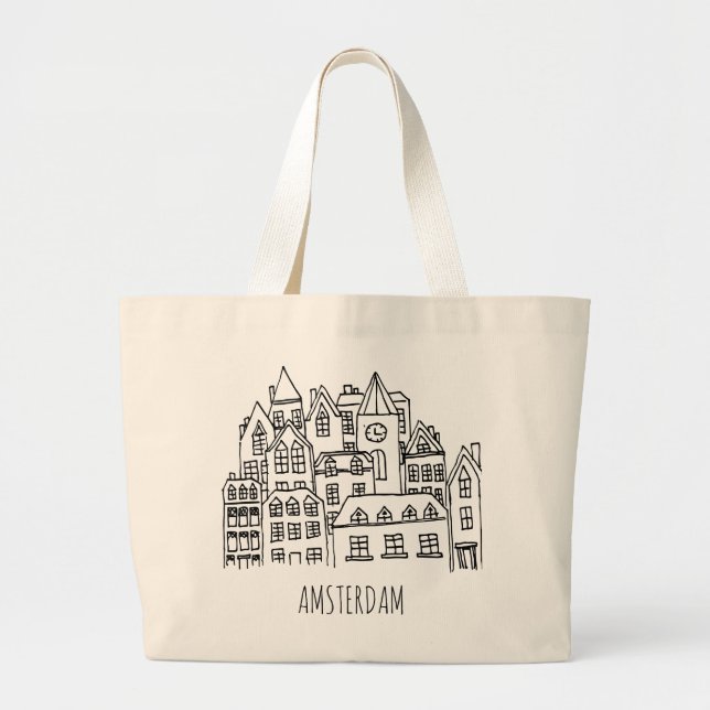 Grand Tote Bag Orange néerlandaise de souvenir de ville (Devant)