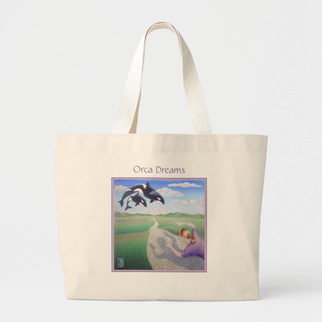 Grand Tote Bag Orca Dreams "C'est ma planète aussi !" (Devant)