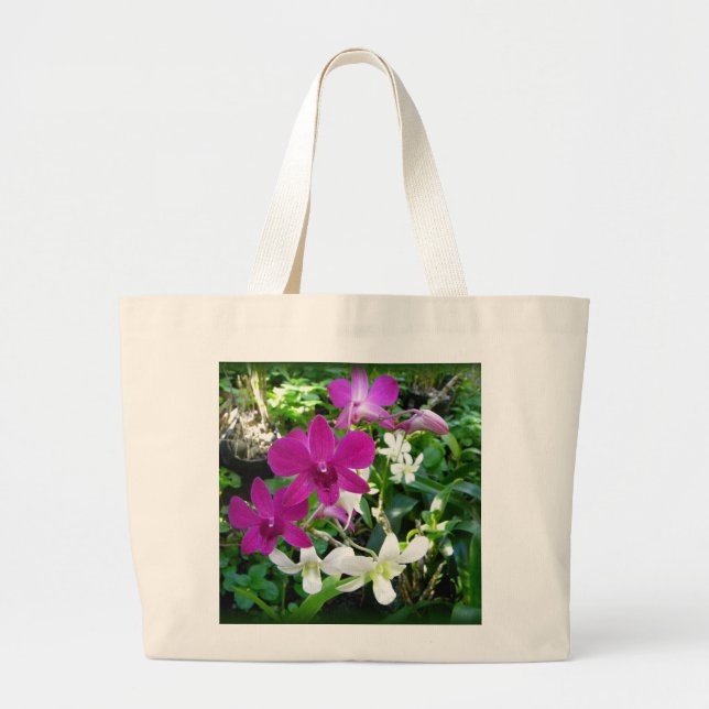 Grand Tote Bag Orchidées magenta (Devant)