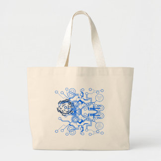 Grand Tote Bag organigramme bleu-clair de circuitboard