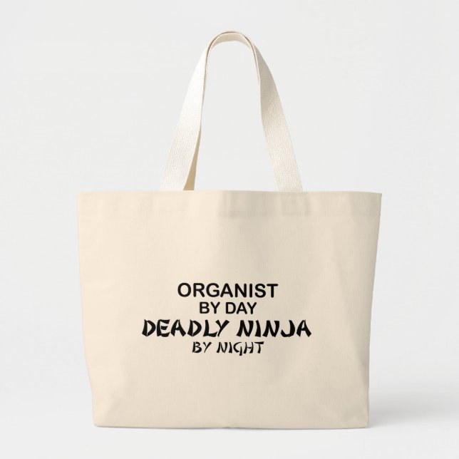 Grand Tote Bag Organiste Ninja mortel par nuit (Devant)