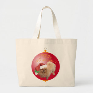 Grand Tote Bag Ornement de Noël Pékinois