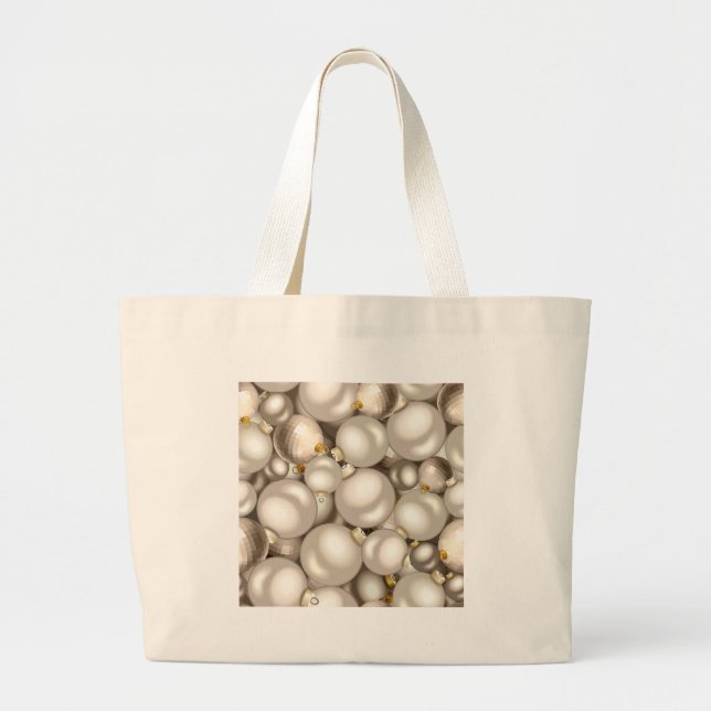 Grand Tote Bag ornements de noël argenté (Devant)