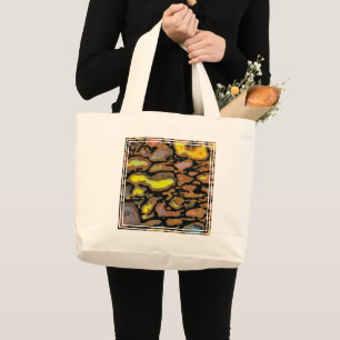 Grand Tote Bag Os de dinosaure multicolore