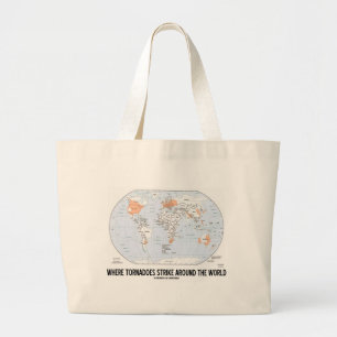 Grand Tote Bag Où Les Tornades Frappent Dans Le Monde (Carte)
