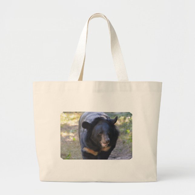 Grand Tote Bag Ours à lunettes noir (Devant)