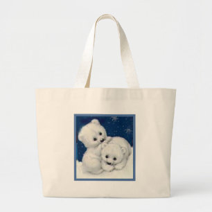 Grand Tote Bag Ours blanc mignon CUB