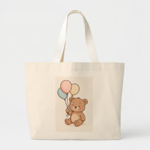 Grand Tote Bag Ours en peluche mignon avec ballons Cadeau bébé