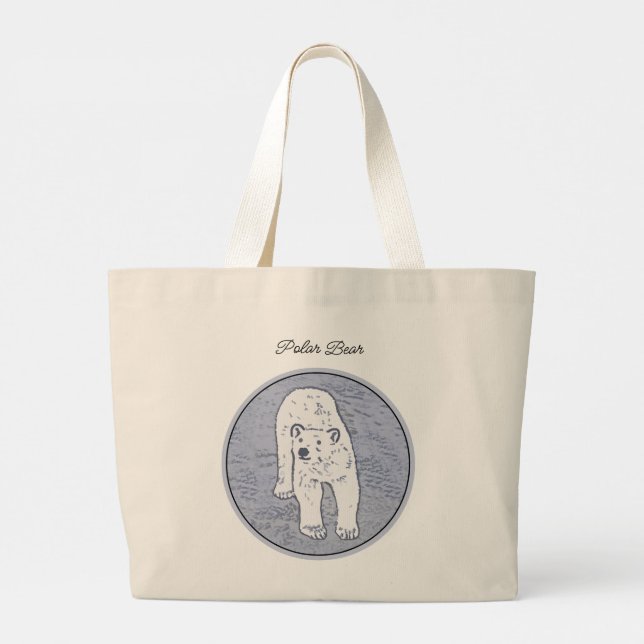 Grand Tote Bag Ours polaire sur la peinture sur glace Art origina (Dos)