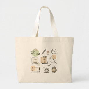 Grand Tote Bag Outils créatifs et collage d'icônes – Dessin à la 