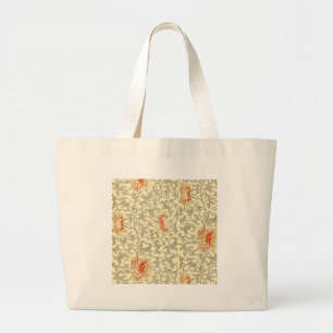 Grand Tote Bag Owen Jones Motif Ancien : Fleurs de corail gris