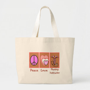 Grand Tote Bag "Paix, amour, cadeaux d'instructeur soignant"