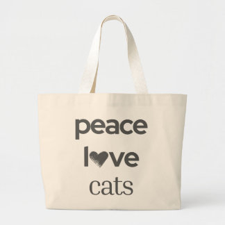 Grand Tote Bag Paix Amour Chats | Moderne Graphique Élégante Dame