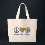 Grand Tote Bag Paix, Amour et Latkes Hanoukka Tee - shirts et cad<br><div class="desc">Paix,  Amour et Latkes Hanoukka Tee - shirts et cadeaux</div>