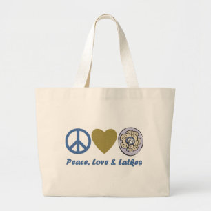 Grand Tote Bag Paix, amour et Latkes Hanoukka Tee - shirts et cad