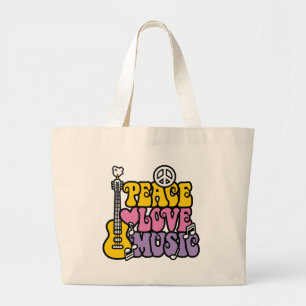 Grand Tote Bag Paix-Amour-Musique