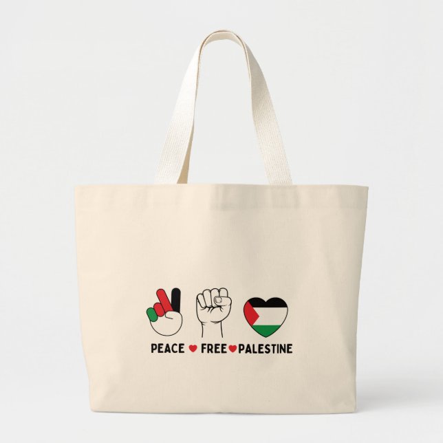 Grand Tote Bag paix amour palestine -liberté pour les palestinien (Devant)