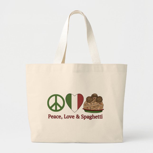 Grand Tote Bag Paix, Amour & Spaghetti (Devant)