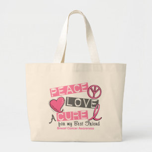 Grand Tote Bag PAIX de cancer du sein, AMOUR, un TRAITEMENT 1