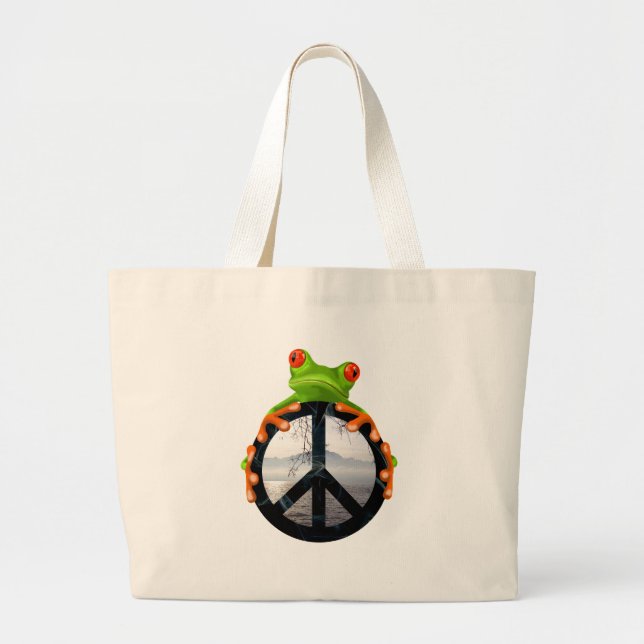 Grand Tote Bag paix frog1 (Devant)