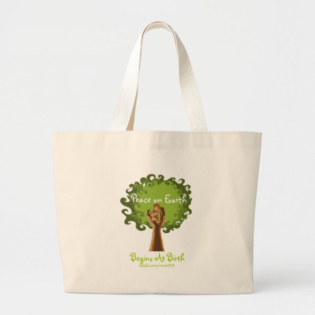 Grand Tote Bag Paix sur la sage-femme de la terre… (Devant)