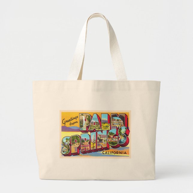 Grand Tote Bag Palm Springs California CA Grande Lettre carte pos (Devant)