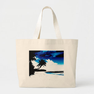 Grand Tote Bag Palmier blanc noir bleu Silhouette