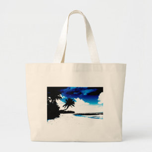 Grand Tote Bag Palmier blanc noir bleu Silhouette