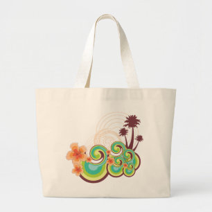 Grand Tote Bag Palmiers tropicaux de plage d'été de ketmie de